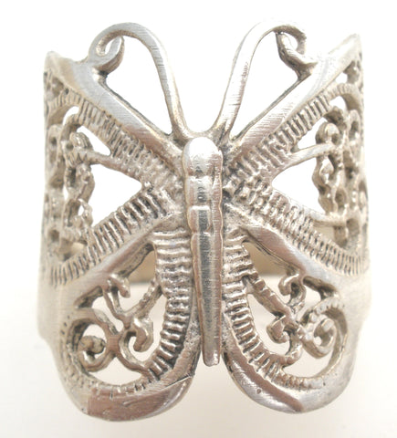 Wide Sterling Silver Butterfly Ring Size 8.5