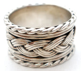 Wide Braided Band Ring Sterling Silver Vintage - The Jewelry Lady's Store
