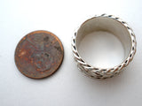 Wide Braided Band Ring Sterling Silver Vintage - The Jewelry Lady's Store