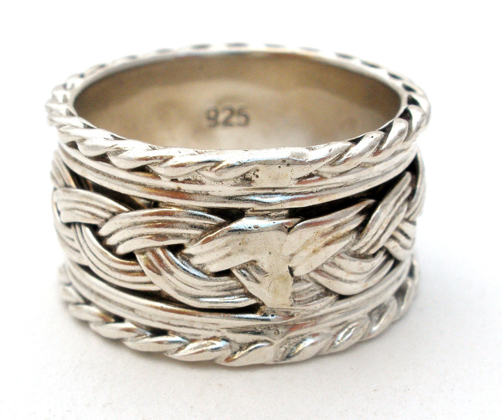 Wide Braided Band Ring Sterling Silver Vintage – The Jewelry