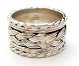Wide Braided Band Ring Sterling Silver Vintage - The Jewelry Lady's Store
