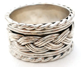 Wide Braided Band Ring Sterling Silver Vintage - The Jewelry Lady's Store