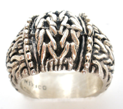 Wide Mexican Braid Ring Sterling Silver Size 6