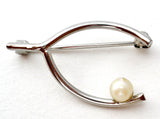 WishBone Pearl Brooch Pin Sterling Silver - The Jewelry Lady's Store