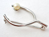 WishBone Pearl Brooch Pin Sterling Silver - The Jewelry Lady's Store