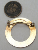 Yellow Guilloche Enamel Round Pin Brooch Vintage - The Jewelry Lady's Store