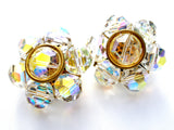 Large Aurora Borealis Crystal Cluster Bead Earrings Vintage - The Jewelry Lady's Store