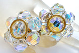 Large Aurora Borealis Crystal Cluster Bead Earrings Vintage - The Jewelry Lady's Store