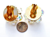 Large Aurora Borealis Crystal Cluster Bead Earrings Vintage - The Jewelry Lady's Store