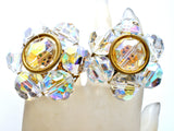 Large Aurora Borealis Crystal Cluster Bead Earrings Vintage - The Jewelry Lady's Store