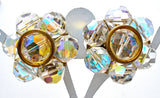 Large Aurora Borealis Crystal Cluster Bead Earrings Vintage - The Jewelry Lady's Store