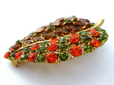 Vintage Leaf Brooch Rhinestone Jewelry Pin - The Jewelry Lady's Store