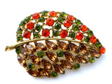 Vintage Leaf Brooch Rhinestone Jewelry Pin - The Jewelry Lady's Store