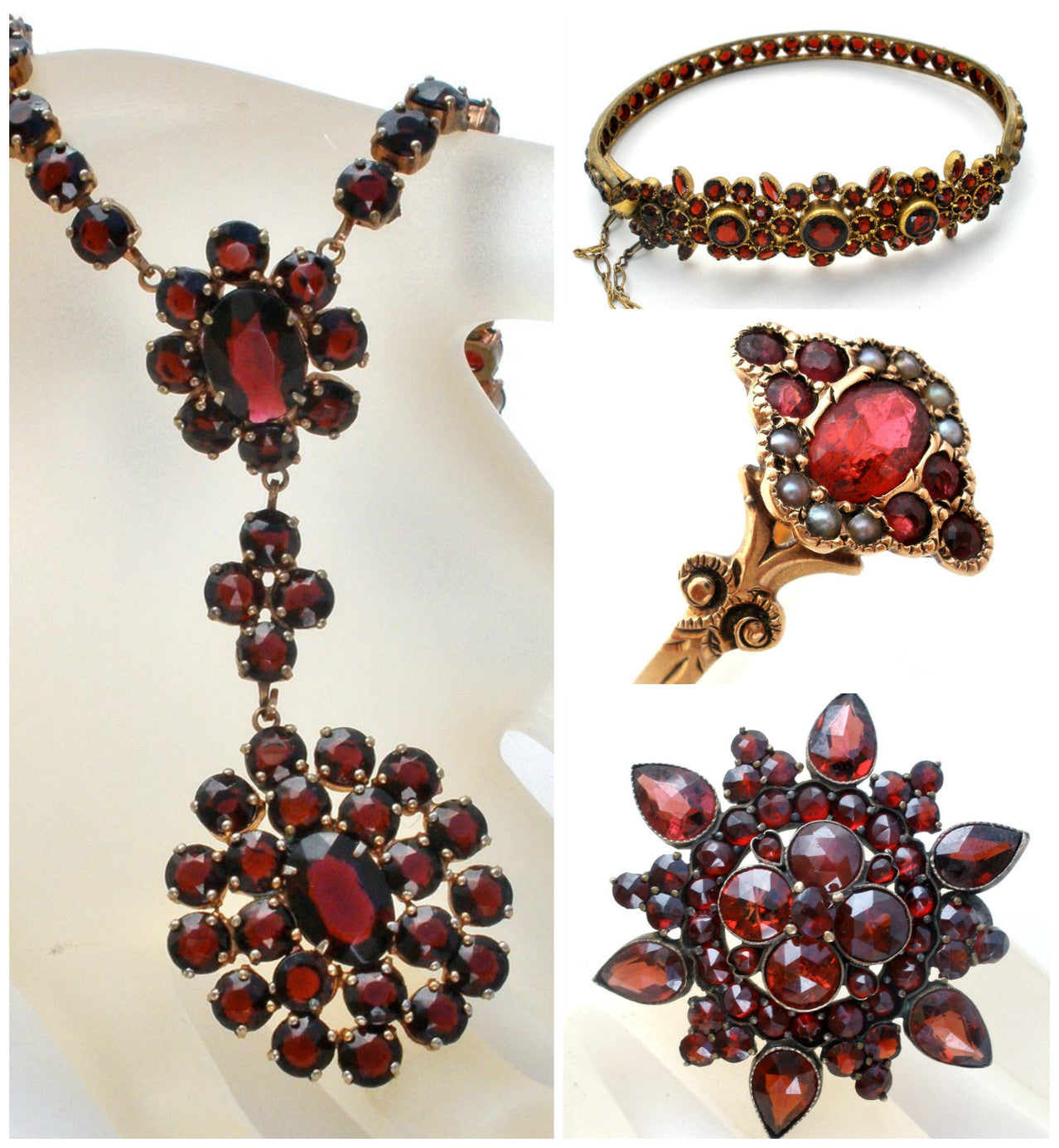 Bohemian Garnets rubies victorian antique jewelry the jewelry lady's store